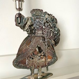 Silver Plated Santa Candle Holder